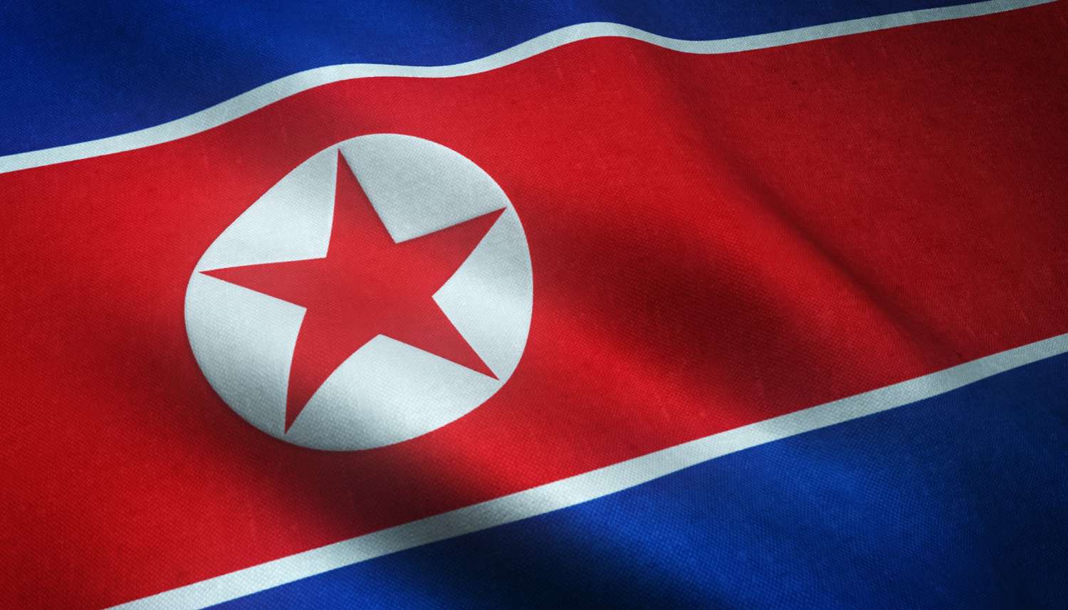 closeup shot waving flag north korea with interesting textures