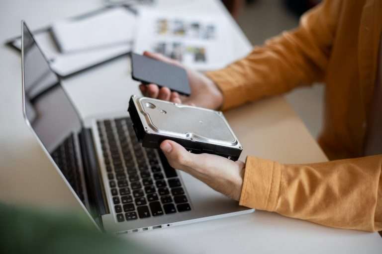 man using external storage used